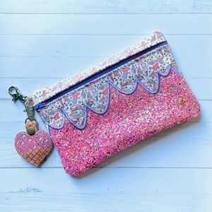 Handmade ice cream theme vegan leather clutch